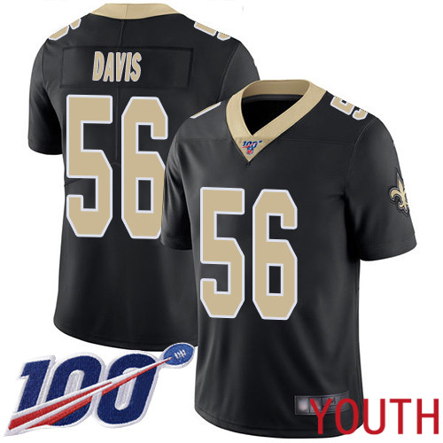 New Orleans Saints Limited Black Youth DeMario Davis Home Jersey NFL Football #56 100th Season Vapor Untouchable Jersey->women nfl jersey->Women Jersey